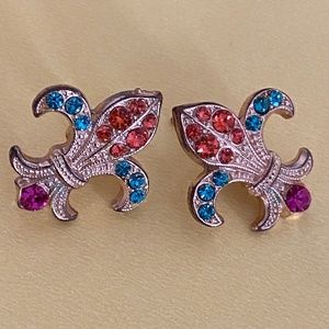 Mariana 24K Yellow Gold Plated Fleur de Lis Swarovski Crystal Earrings